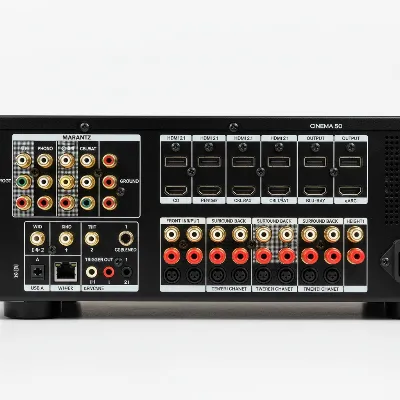Rear view of Marantz Cinema 50 AV Receiver showing extensive connectivity options